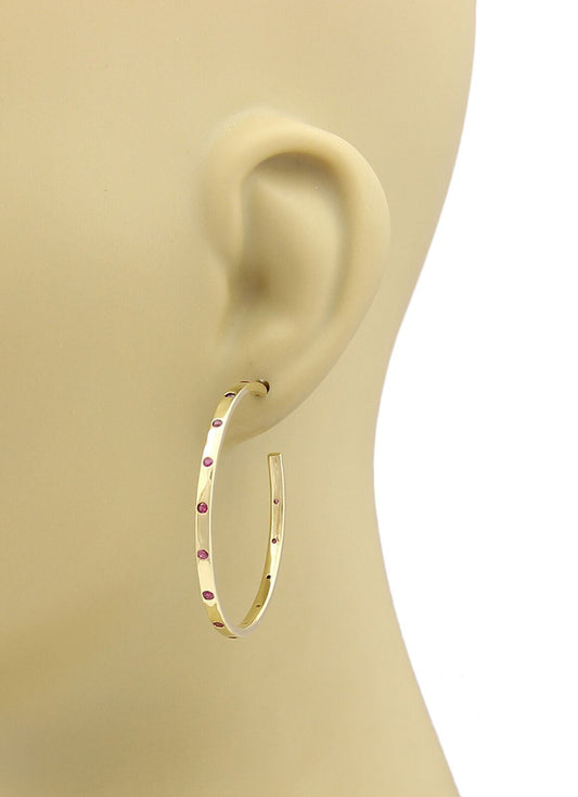 Ippolita Glamazon Stardust Deep Pink Sapphire 18k Yellow Gold Hoop Earrings