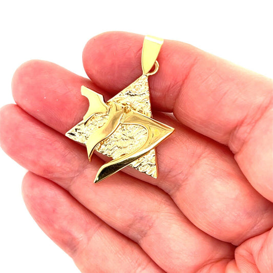 Star of David & Chai 14k Yellow Gold Charm Pendant