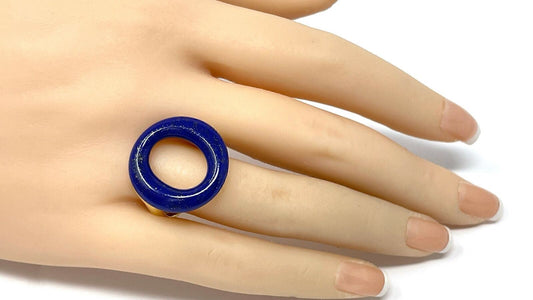 Tiffany & Co. Elsa Peretti Sevillana Lapis Lazuli 18k Gold Ring Size 7