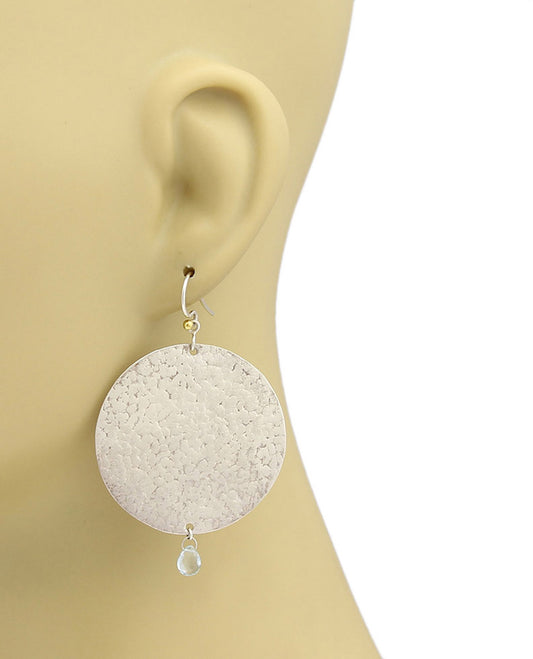 Gurhan Sterling Silver Lush Blue Topaz Large Flake Disc Dangle Earrings