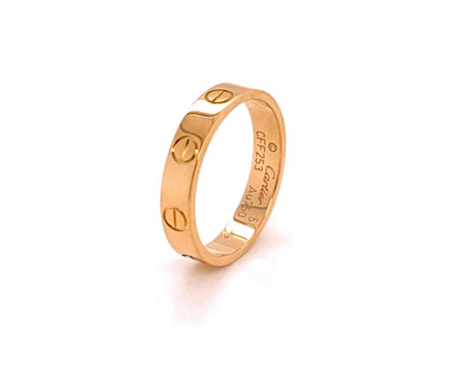 Cartier Mini Love 18k Rose Gold 3.6mm Band Ring w/Paper - Size 5.5