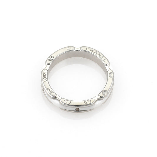 Chanel Ultra White Ceramic 18k White Gold Band Ring - Size 7.5