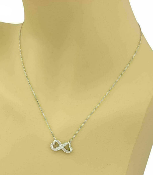 Tiffany & Co. Picasso Diamond Double Loving Heart 18k White Gold Pendant Necklace