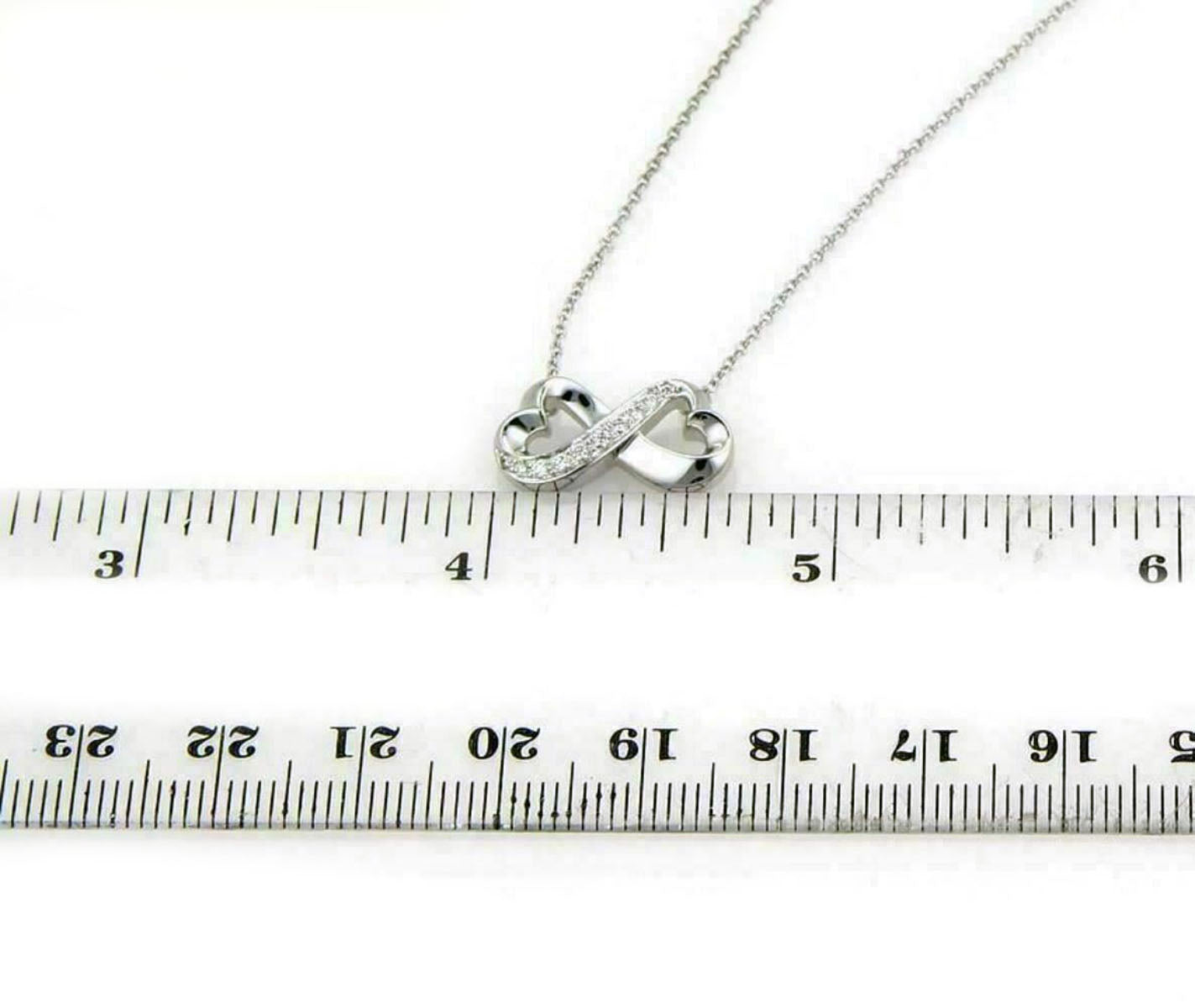 Tiffany & Co. Picasso Diamond Double Loving Heart 18k White Gold Pendant Necklace