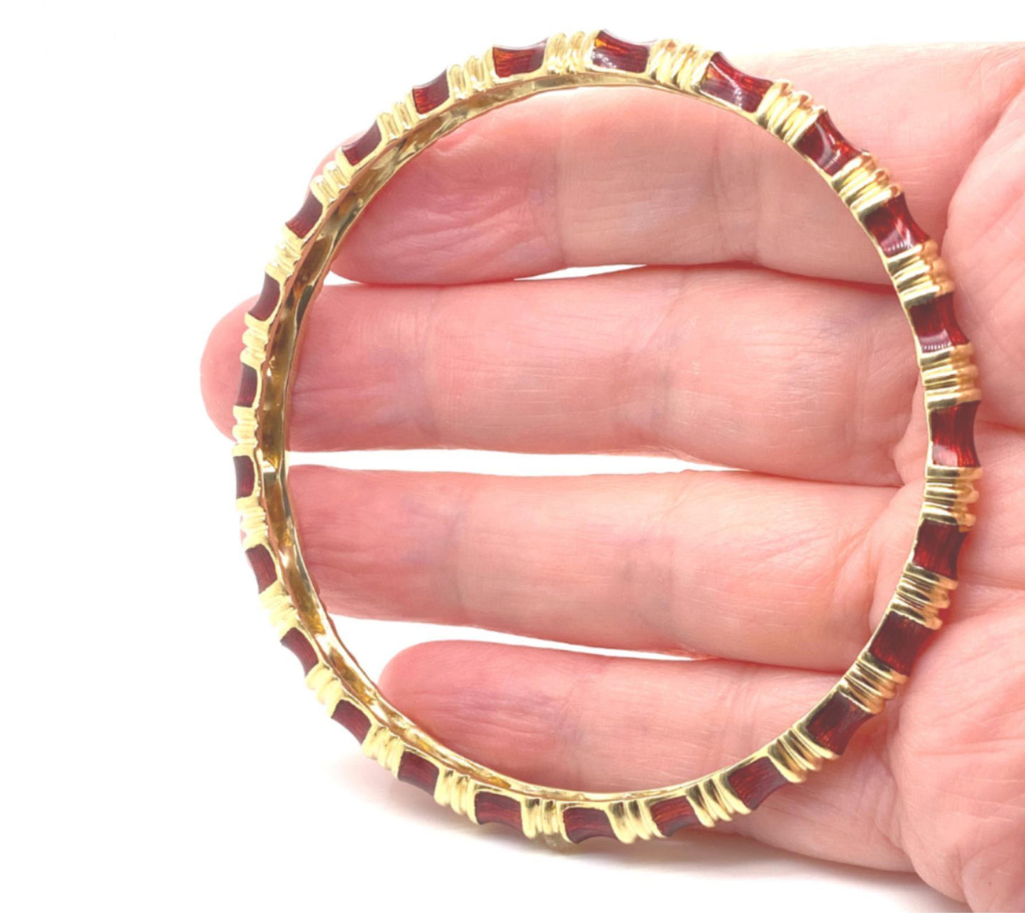 Tiffany & Co. Red Enamel 18k Yellow Gold Bangle Bracelet