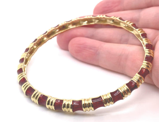 Tiffany & Co. Red Enamel 18k Yellow Gold Bangle Bracelet