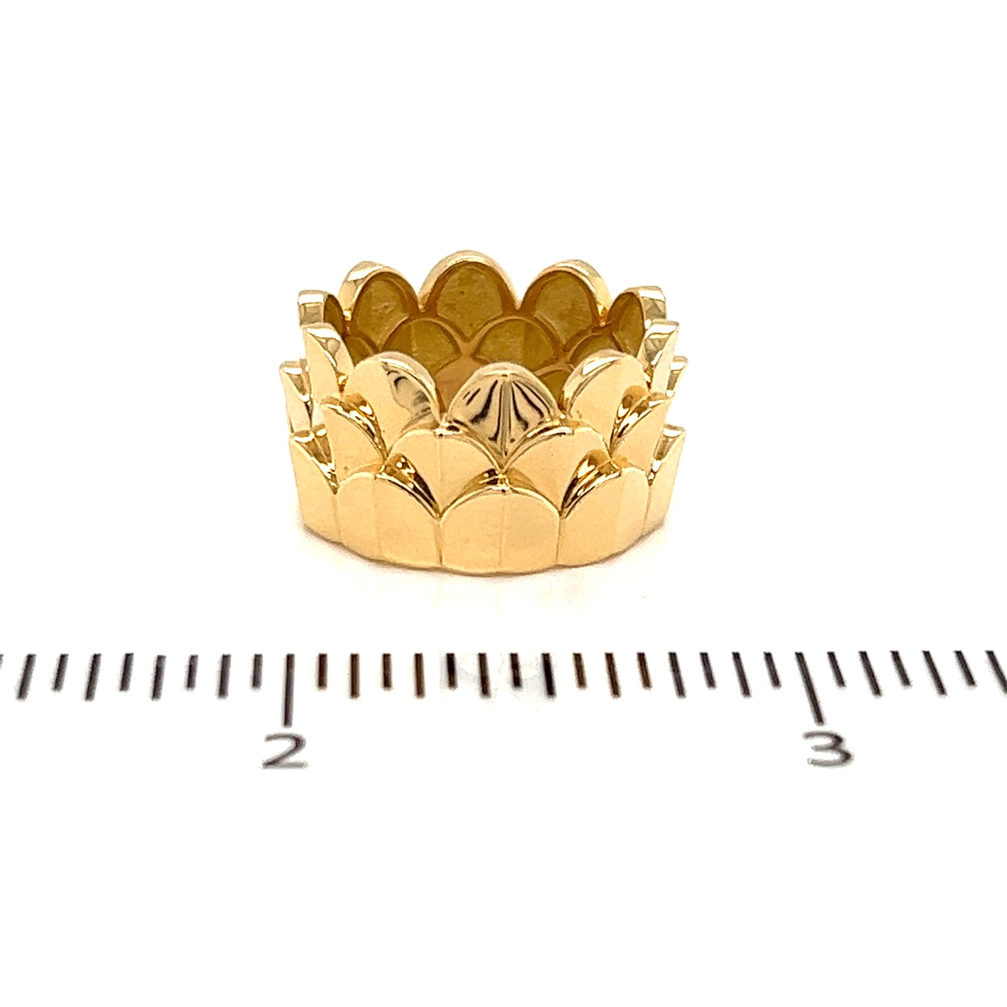 Yellow Gold 12mm Wide 3 Tier Crown Band Ring