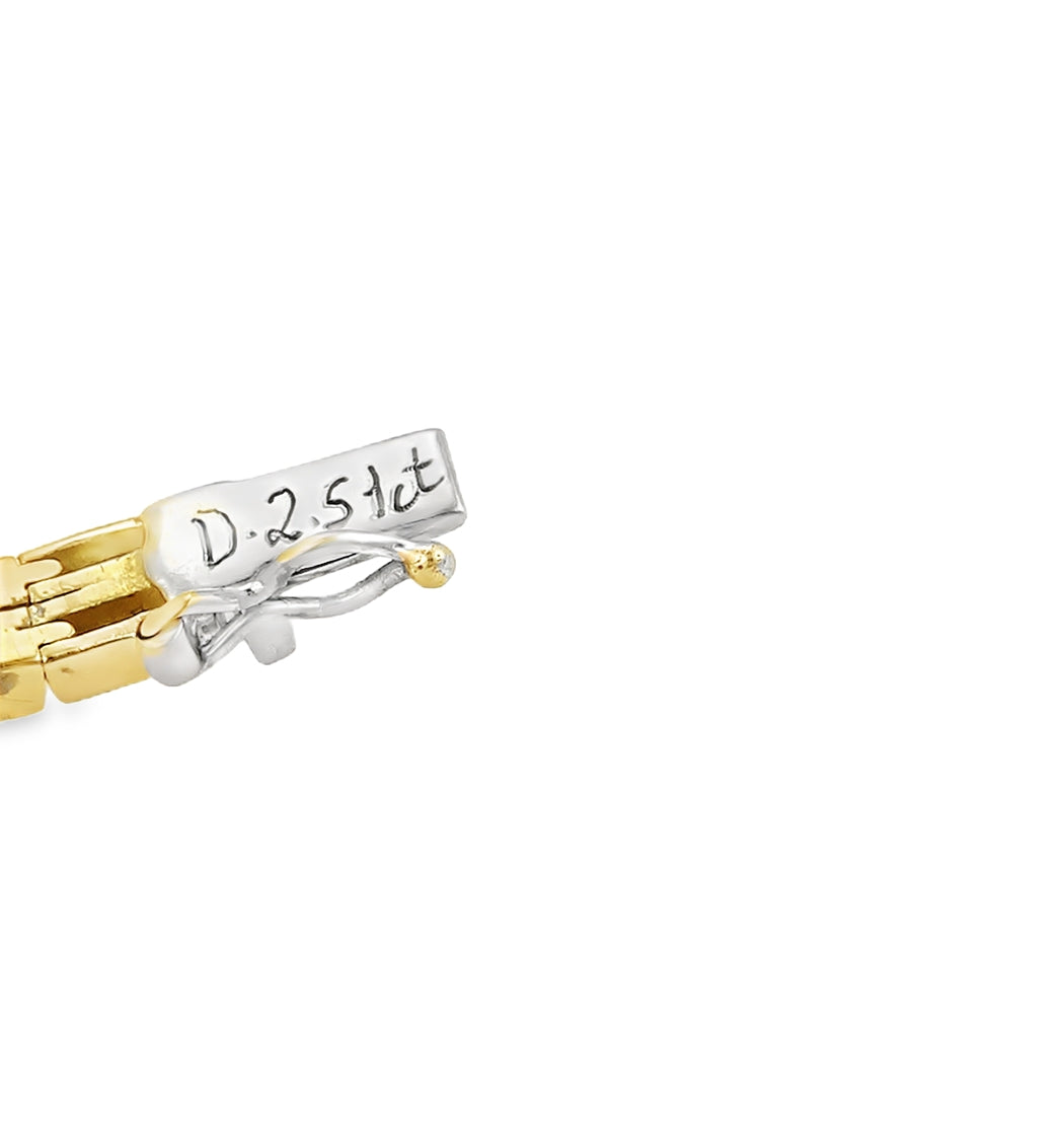 Bypass 2.51ct Diamond 18k Two Tone Gold Link Bracelet