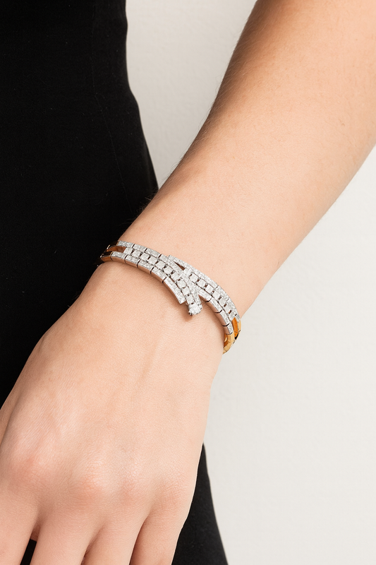 Bypass 2.51ct Diamond 18k Two Tone Gold Link Bracelet