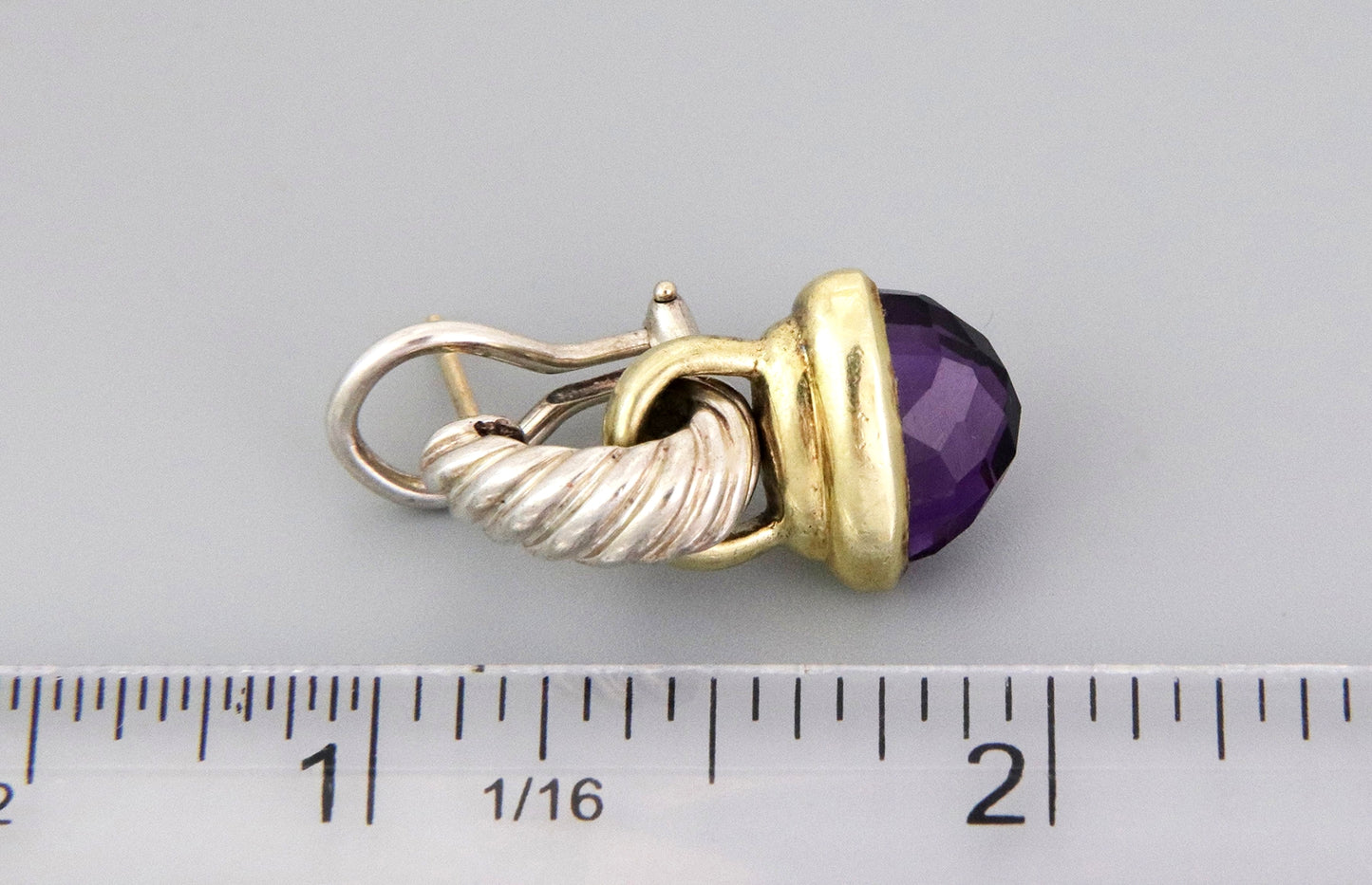 David Yurman Acron Cable Amethyst 14k Gold & Sterling Dangle Earrings