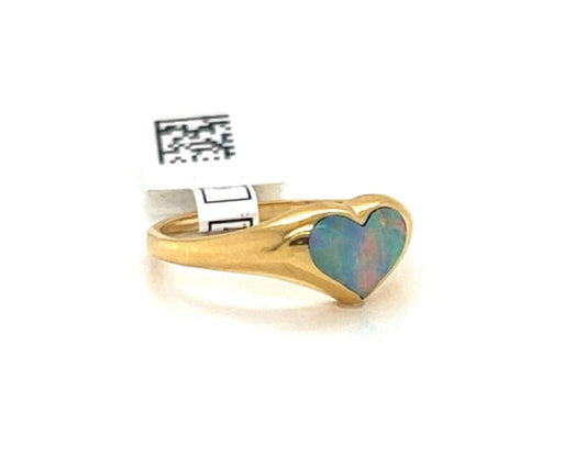 Kabana Fire Opal 14k Yellow Gold Heart Ring Size 6.5