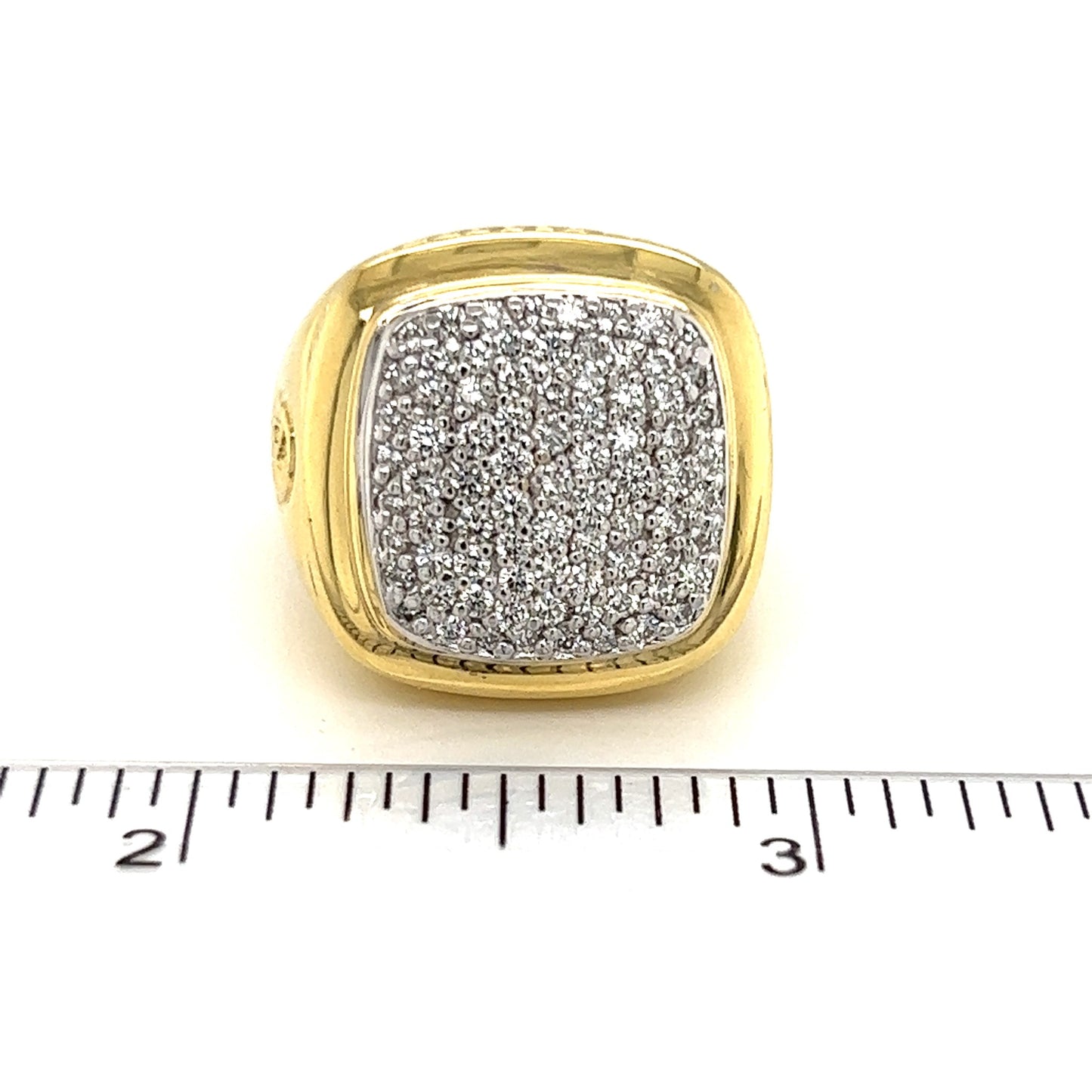 David Yurman Large Albion Diamond 18k Yellow Gold Ring - Size 8