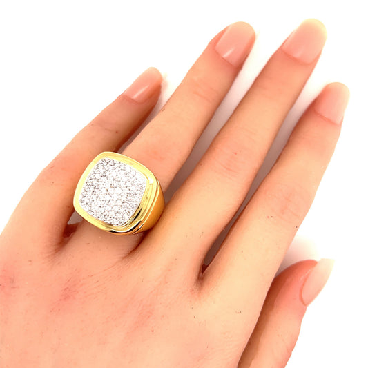 David Yurman Large Albion Diamond 18k Yellow Gold Ring - Size 8