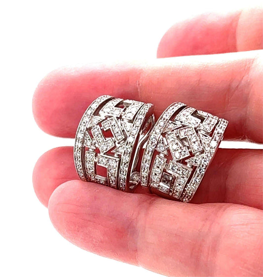 Chimento 18k White Gold Diamond Open Design Hoop Earrings