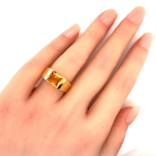 Cartier 18k Yellow Gold Large Tank Citrine Ring