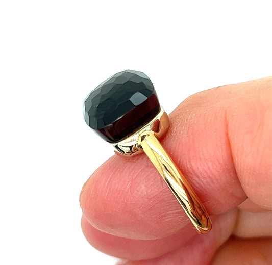 Pomellato Nudo Garnet 18k Two Tone Gold Ring - Size 4.5