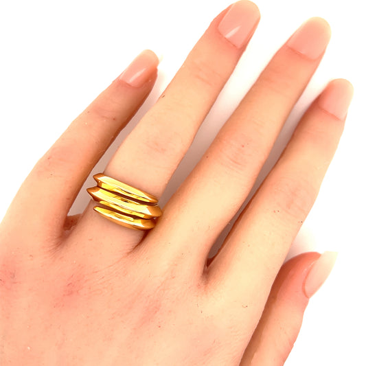 H. Stern 18k Yellow Gold Triple Row Knife Edge Band Ring - Size 6