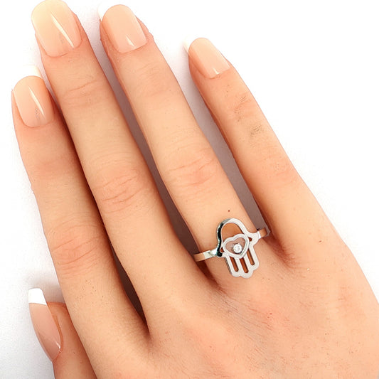 Chopard Happy Diamonds Hamsa Floating Diamond 18k White Gold Ring