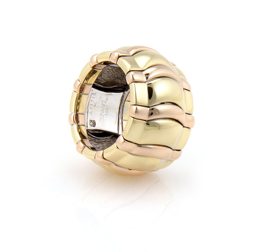 Piaget 18k Tricolor Gold 14mm Wide Dome Band Ring - Size 5.5