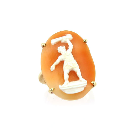 Shell Cameo Figure 14k Yellow Gold Oval Top Ring | Rings | Cameos, catalog, Estate, Rings, Vintage | Cameos