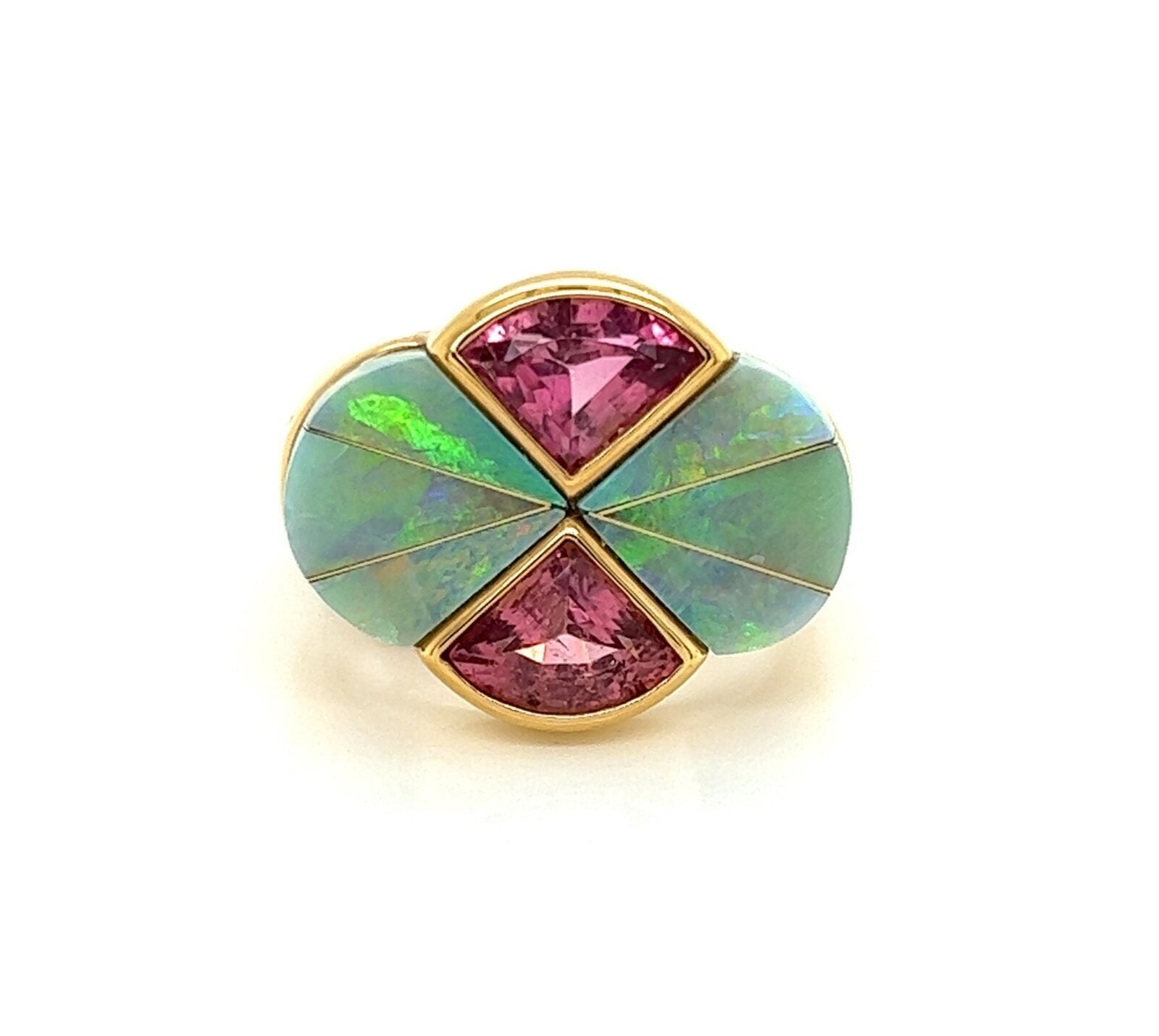 Kabana Opal Pink Tourmaline 14k Yellow Gold Ring Size