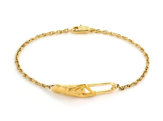 Carrera y Carrera 18k Yellow Gold Man Long Bar Rope Chain Bracelet