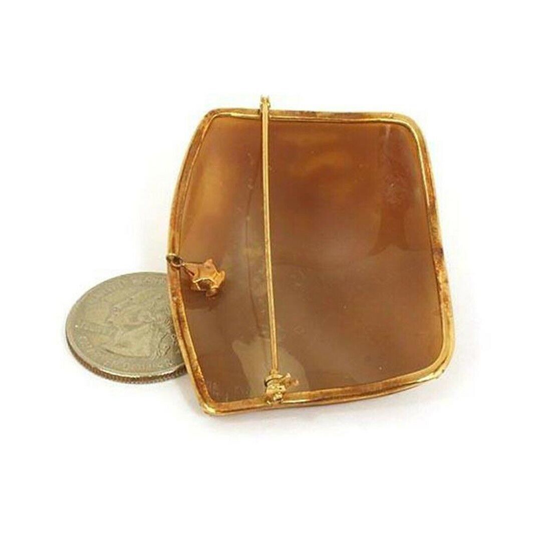 Carved Group Of Cherubs Shell Cameo 18k Pink Gold Brooch Pendant