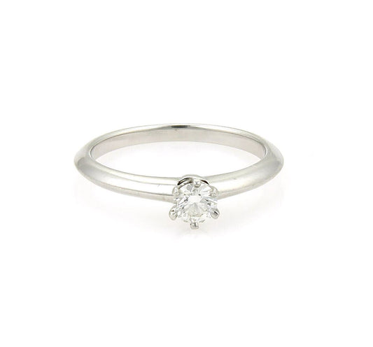 Tiffany & Co. Platinum & 0.25ct Diamond Solitaire Engagement Ring w/Cert - Size 6
