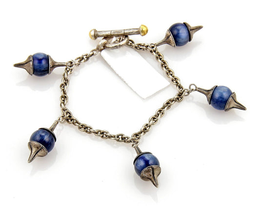 Gurhan Gatsby Sterling Silver & 24k Gold Overlay Kyanite 5 Charms Chain Toggle Bracelet