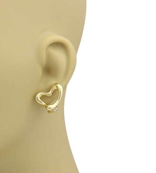 Tiffany & Co. Peretti 18k Yellow Gold Open Heart Post Clip Earrings