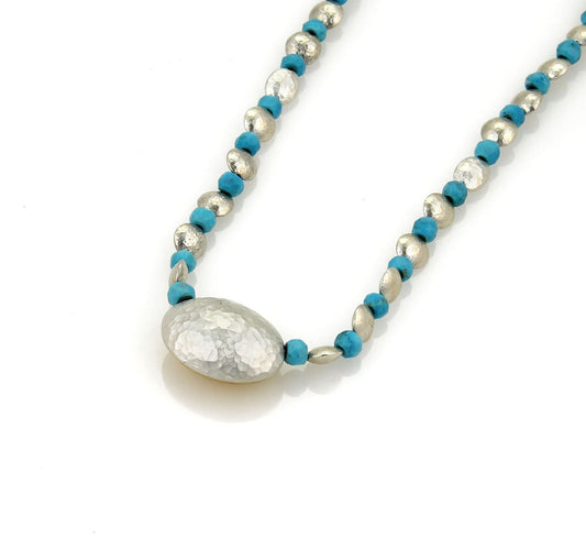 Gurhan Jordan Turquoise Bead Sterling Silver & 24k Gold Overlay Necklace