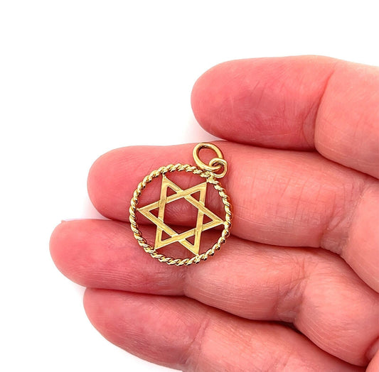 Tiffany & Co 18k Yellow Gold Star of David Round Charm Pendant