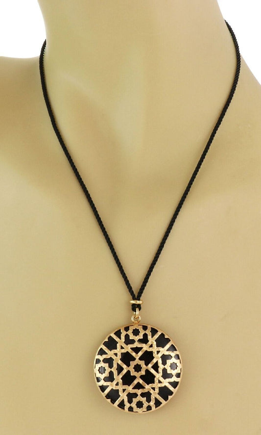 Tiffany & Co. Picasso Marrakesh Onyx 18k Yellow Gold Pendant Cord Necklace