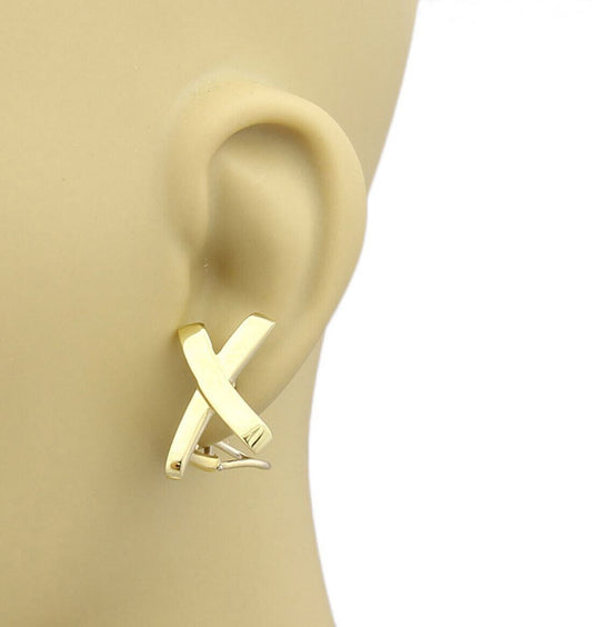 Tiffany & Co. Paloma Picasso Large 18k Yellow Gold Kiss X Post Clip Earrings
