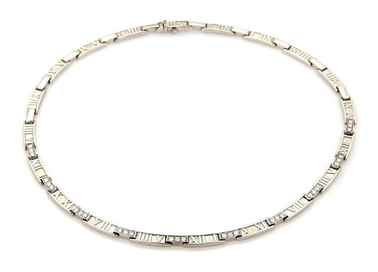 Tiffany & Co. 18k White Gold Atlas Diamond Necklace