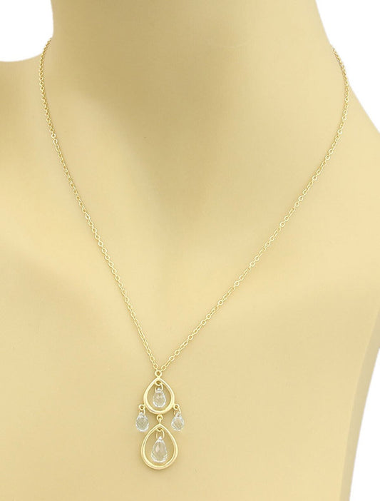 Tiffany & Co. Aquamarine 18k Gold 2 Teardrop Pendant Necklace