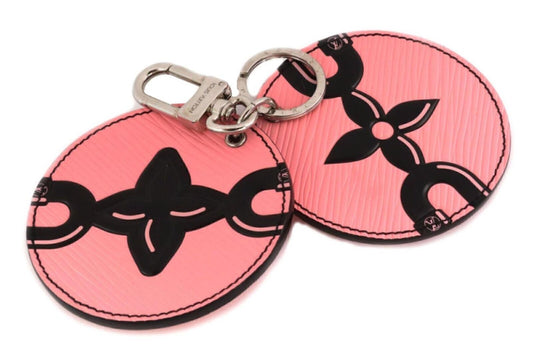 Louis Vuitton Mirror Round Disc Pink & Black Floral Bag Charm Key Holder