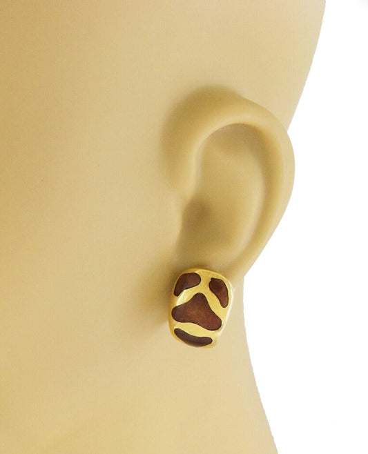 Roberto Coin Animalier 18k Yellow Gold Enamel Giraffe Earrings