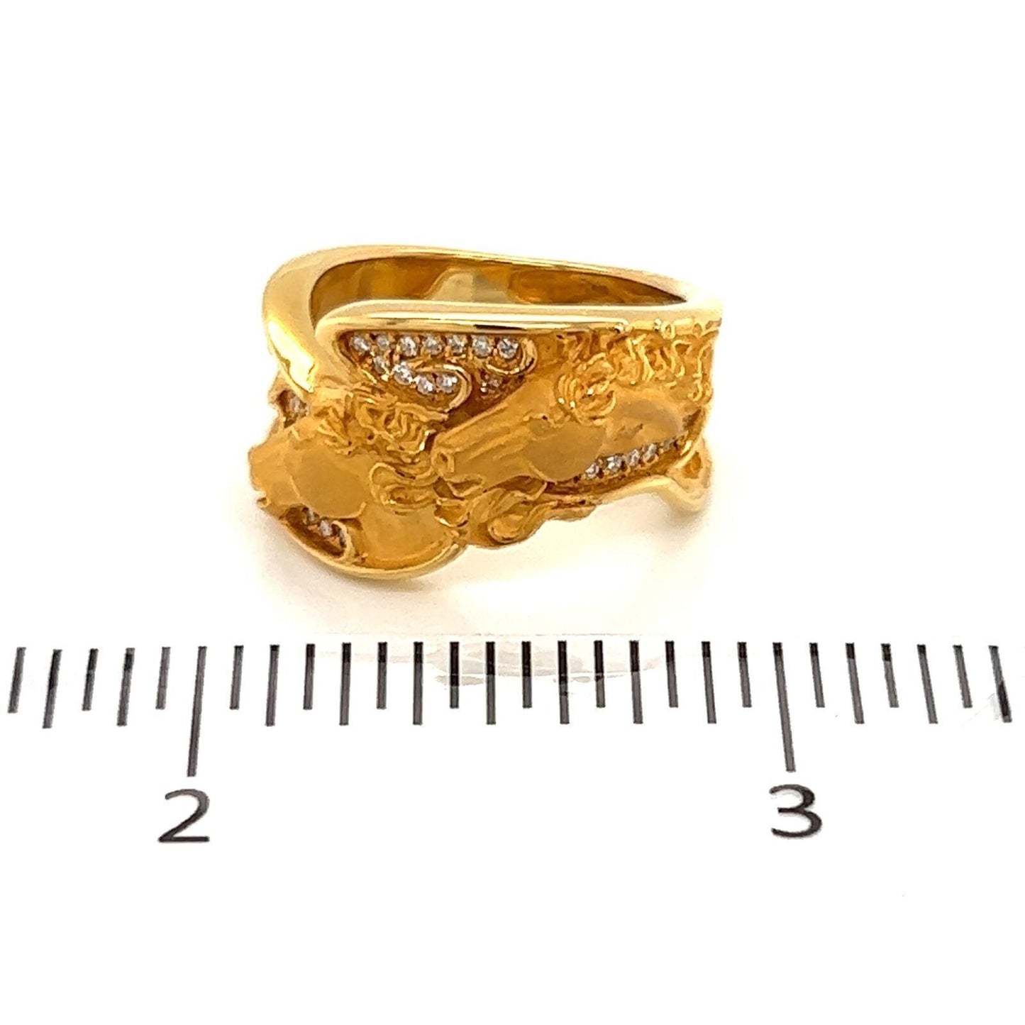 Carrera y Carrera Ecuestre Diamond 18k Yellow Gold Horse Ring - Size 7