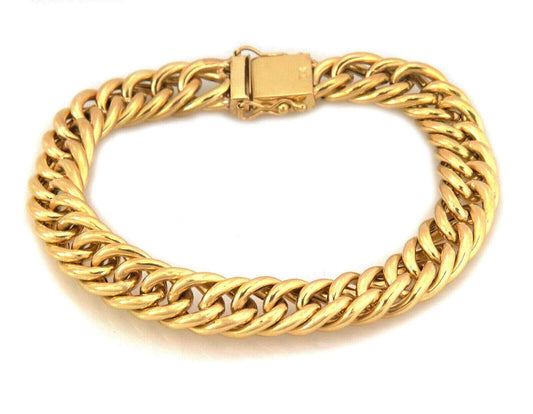 Puffed 18k Yellow Gold Curb Link Bracelet