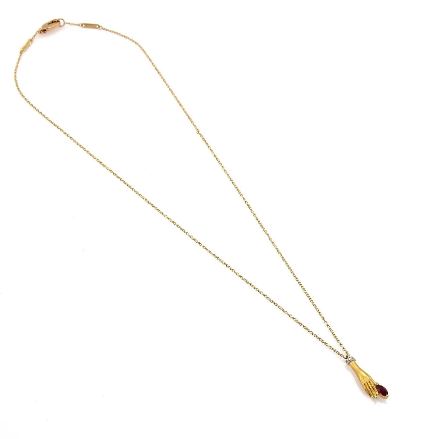 Carrera y Carrera Diamond Ruby 18k Yellow Gold Hand Pendant Necklace