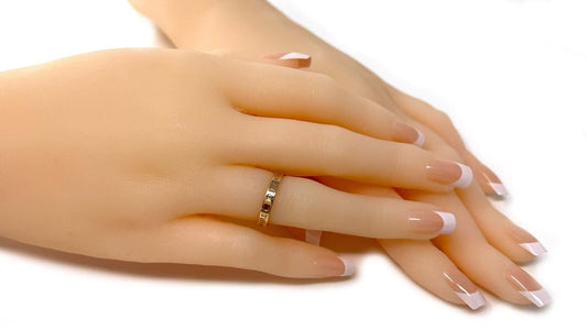 Tiffany & Co. Signature 3 Ruby 18k Rose Gold Flat Wedding Band Ring - Size 4.5