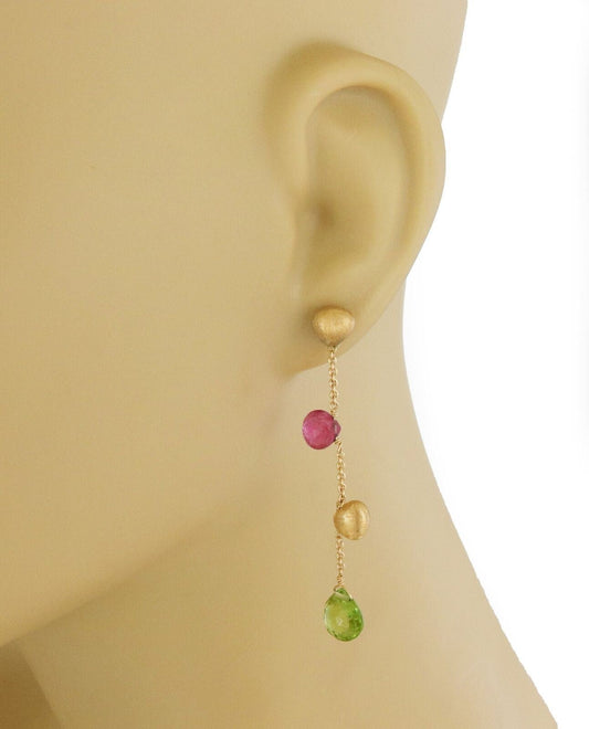 Marco Bicego Aruba Multi Color Gems 18k Gold Dangle Earrings