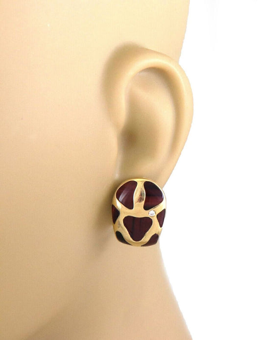 Roberto Coin Enamel Giraffe Anamalier 18k Yellow Gold Earrings