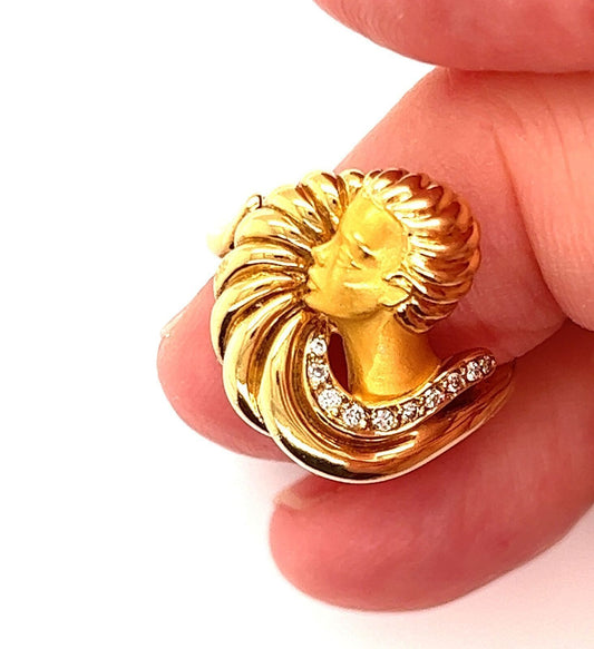 Carrera y Carrera 18k Yellow Gold Diamond Woman's Ring - Size 6