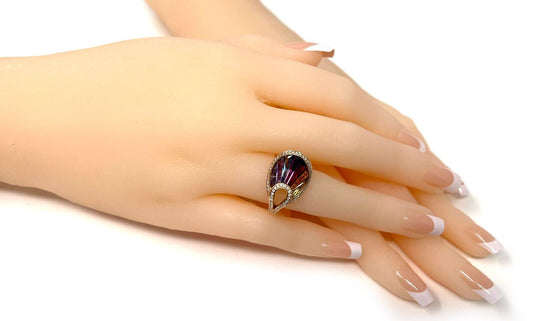 Bellarri Diamond Multicolor Gems 18k Rose Gold Cocktail Ring - Size 7