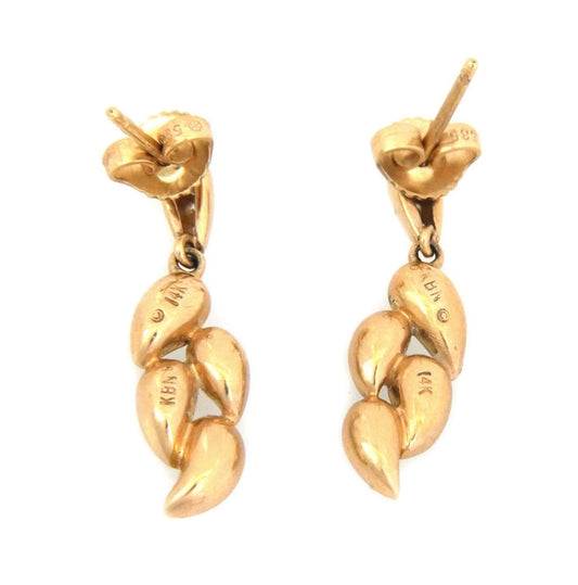 Kabana Diamond Fire Opal 14k Yellow Gold Teardrop Dangle Earrings