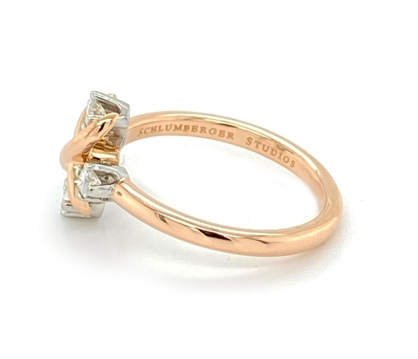 Tiffany & Co. Schlumberger Platinum 18k Rose Gold Diamond Ring - Size 5.5