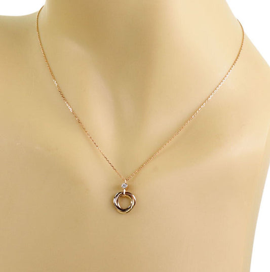 Cartier 18k Tri Gold Diamond Trinity Pendant Necklace