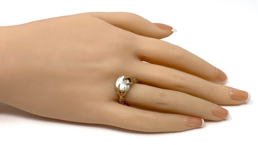 Carrera y Carrera 18k Yellow Gold Diamond Pearl Claw Ring - Size 6.5